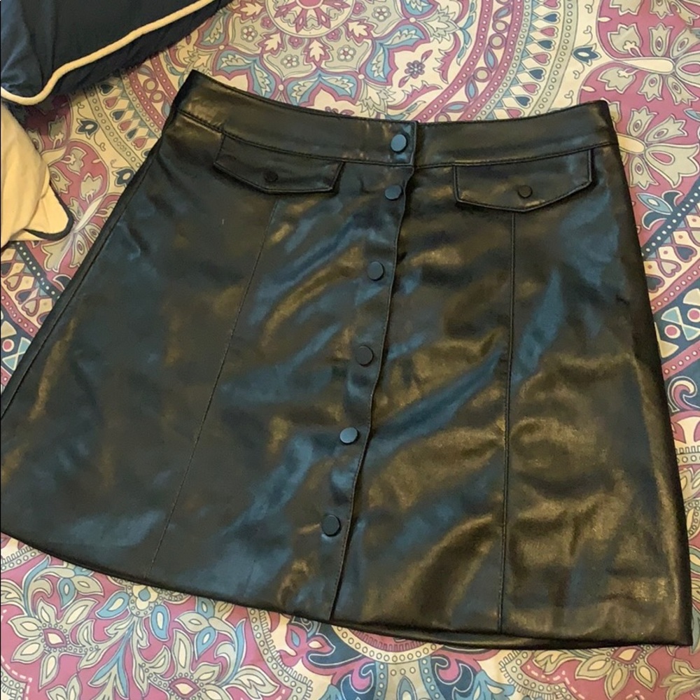 Black Faux Leather Skirt